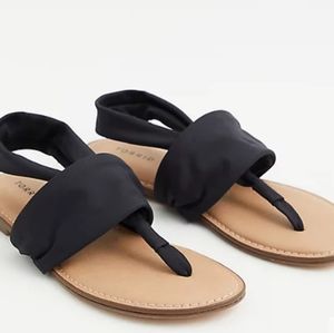 Torrid T-STRAP SANDAL - STRETCH FABRIC Black WW NWT